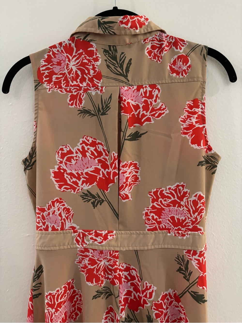 Banana Republic - Multicolor Tan Midi Shirt Dress with Red Floral Print - Picture 6 of 10
